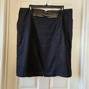 Worthington Attached Brown Front Double Belt Accent Black Skirt Plus Sz 22W